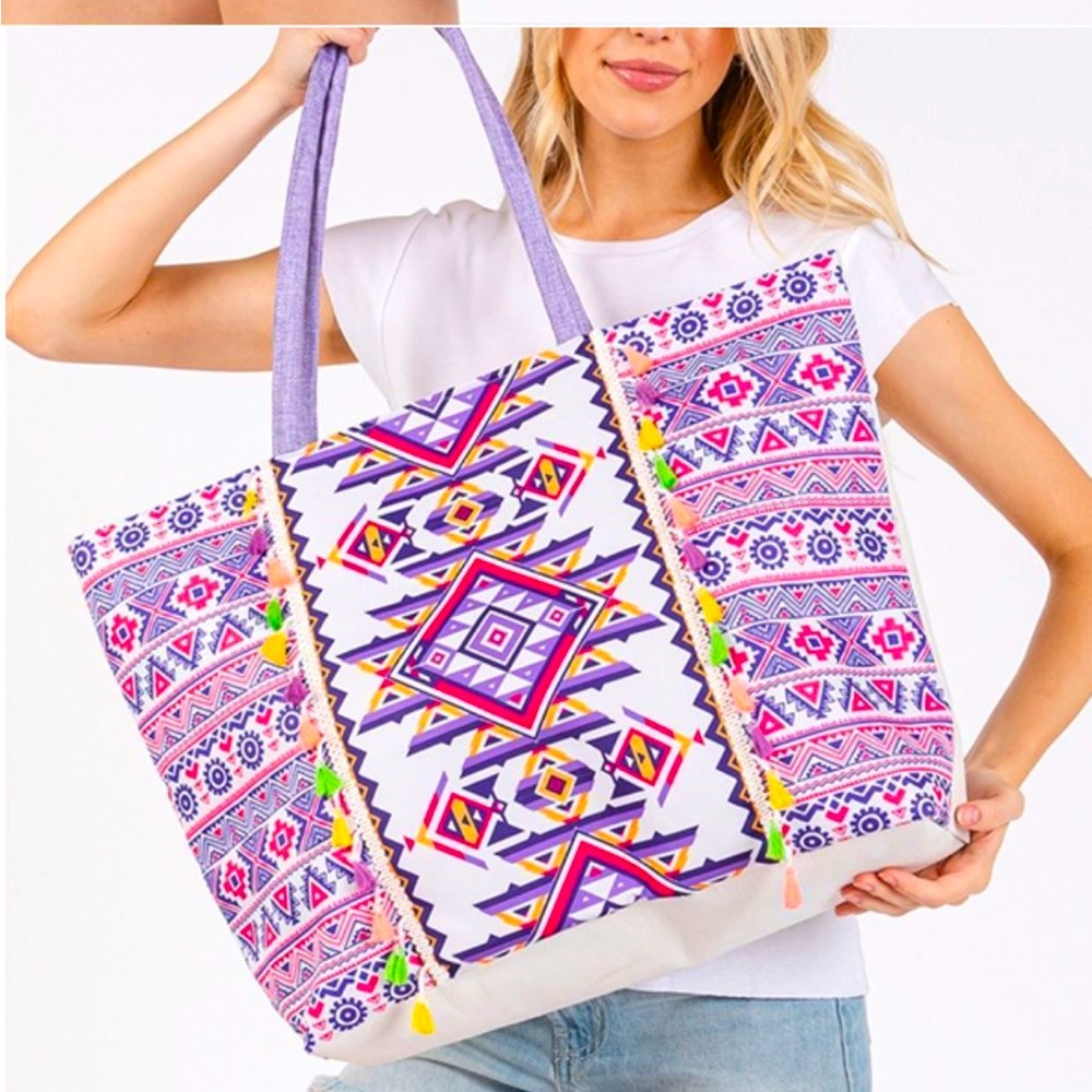 Colorful Geometric Tote Bag NIB Great Gift!